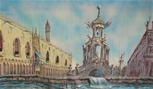 Thoroughly Theatre Venice Calico Theatre Backcloth is commonly used for Venice, canal, bridge
