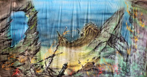 Thoroughly Theatre Underwater Ballet Calico Theatre Backcloth is commonly used for Under Water, sea, shipwreck