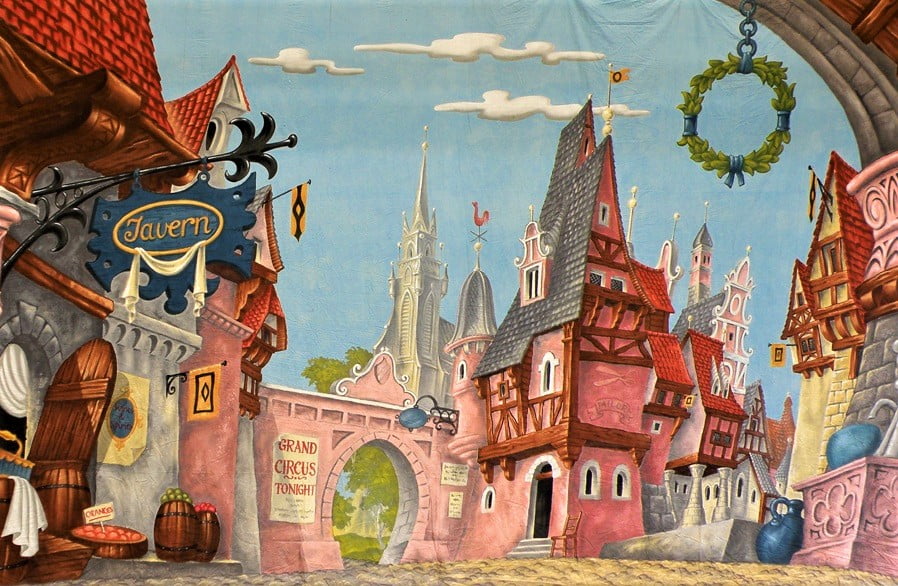 Thoroughly Theatre Goldilocks Village Canvas Theatre Backcloth is commonly used for Village, Town