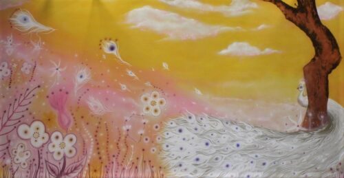 Thoroughly Theatre Imperial Garden Canvas Theatre Backcloth is commonly used for garden, flowers peacock, Aladdin