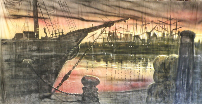 Waterfront Calico Theatre Backcloth | Thoroughly Theatre