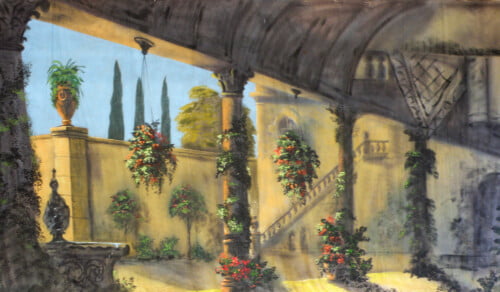 Church Exterior Garden Calico Theatre Backcloth | Thoroughly Theatre