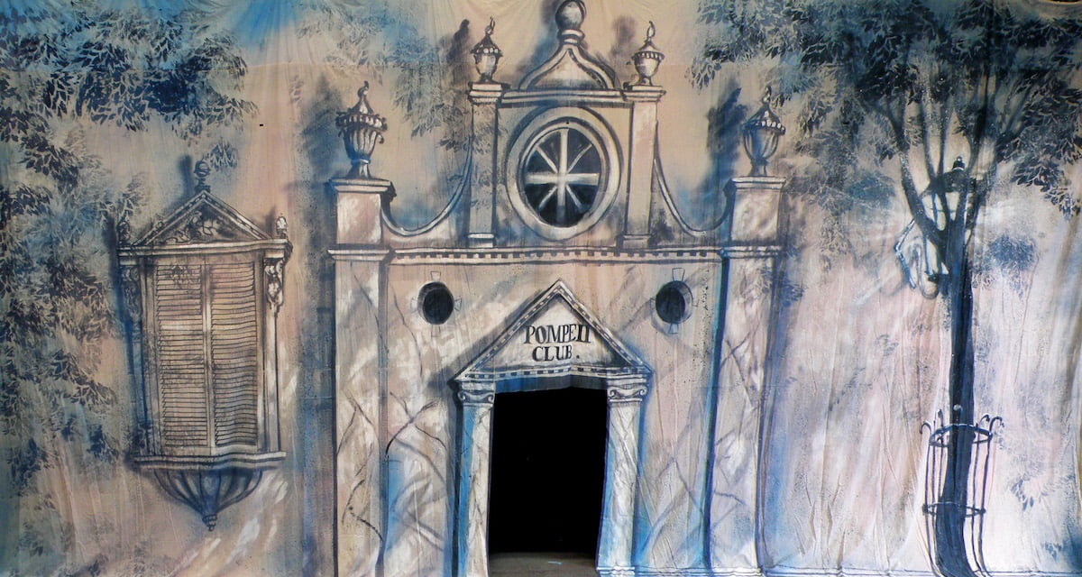 Outside Pompeii Club Calico Theatre Cutcloth | Thoroughly Theatre