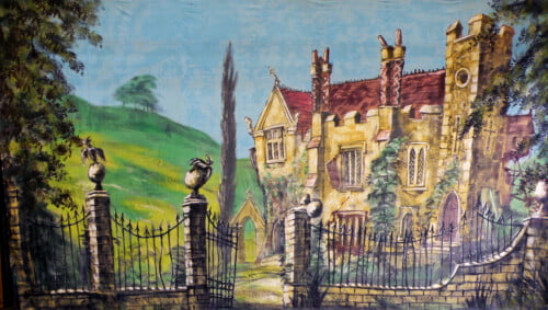 Outside Hardup Hall Canvas Theatre Backcloth | Thoroughly Theatre