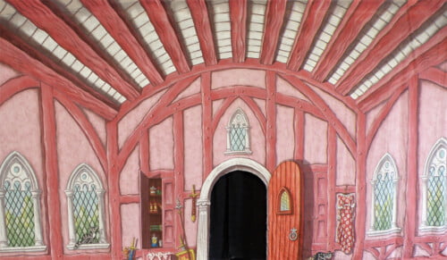 Pink School Canvas Theatre Cutcloth | Thoroughly Theatre