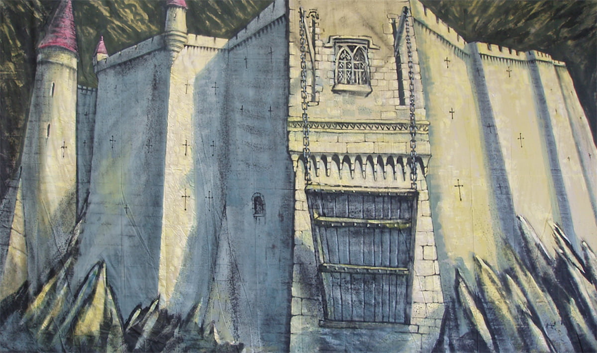 Outside Castle Walls Canvas Theatre Backcloth | Thoroughly Theatre